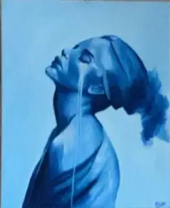 An oil painting of a woman
