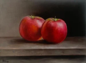 Still life painting off two apples