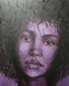 an oil painting of a woman